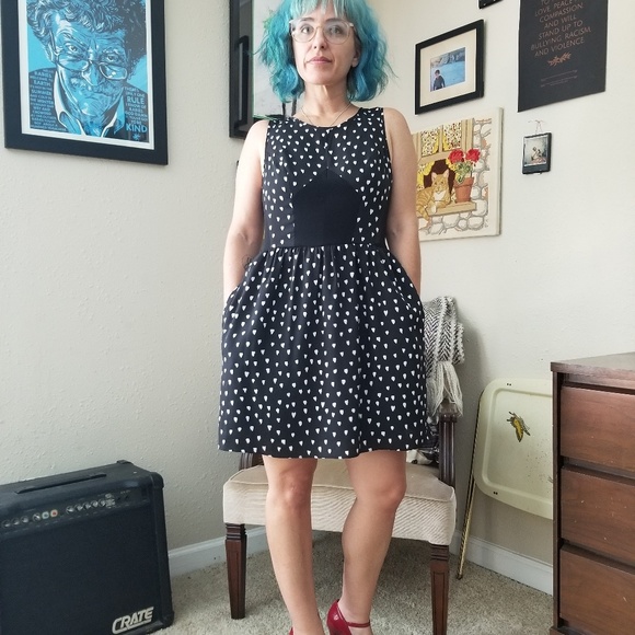 BCBGeneration Fit & Flare Black Dress w/ POCKETS - Picture 2 of 8